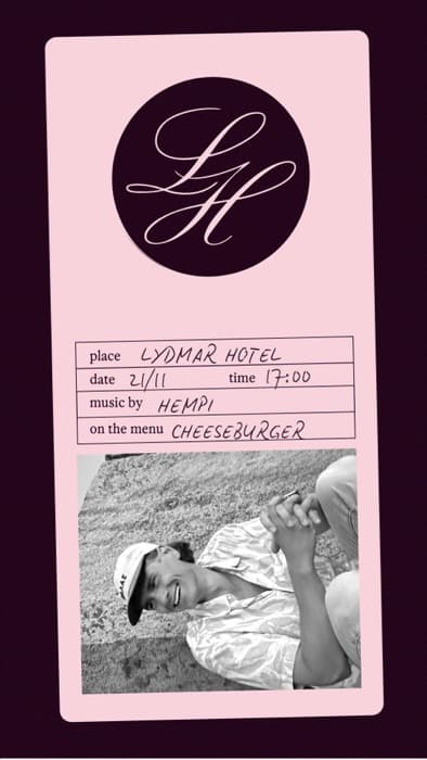 Poster for a Hempi set at Lydmar Hotel
