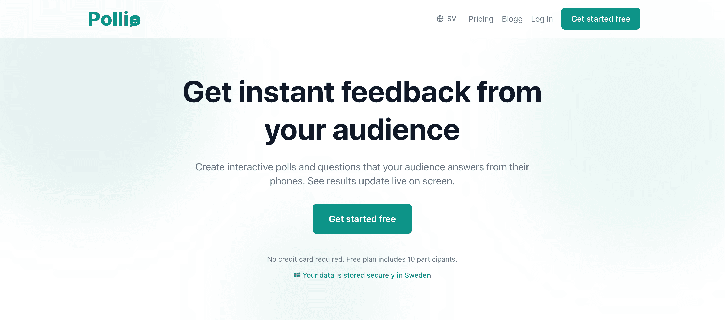 Pollio landing page